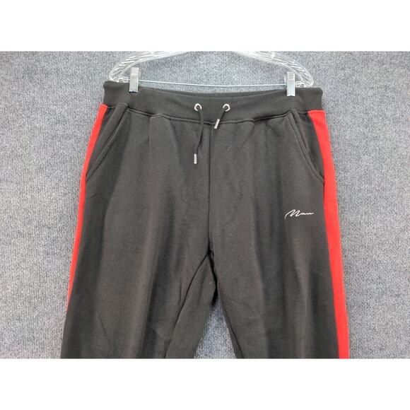 Mens BooHoo MAN Athletic Jogger Pants Size XL Black & Red Logo - Picture 3 of 12